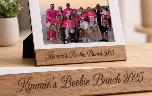 Marble & Acacia Wood Picture Frame Stand – 5x7 | Personalized Engraved Frame | Luxury Keepsake Gift