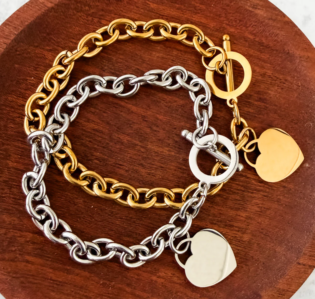Heart Charm Toggle Bracelet