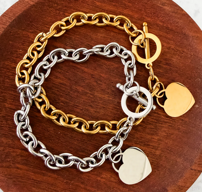 Heart Charm Toggle Bracelet