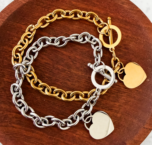 Heart Charm Toggle Bracelet