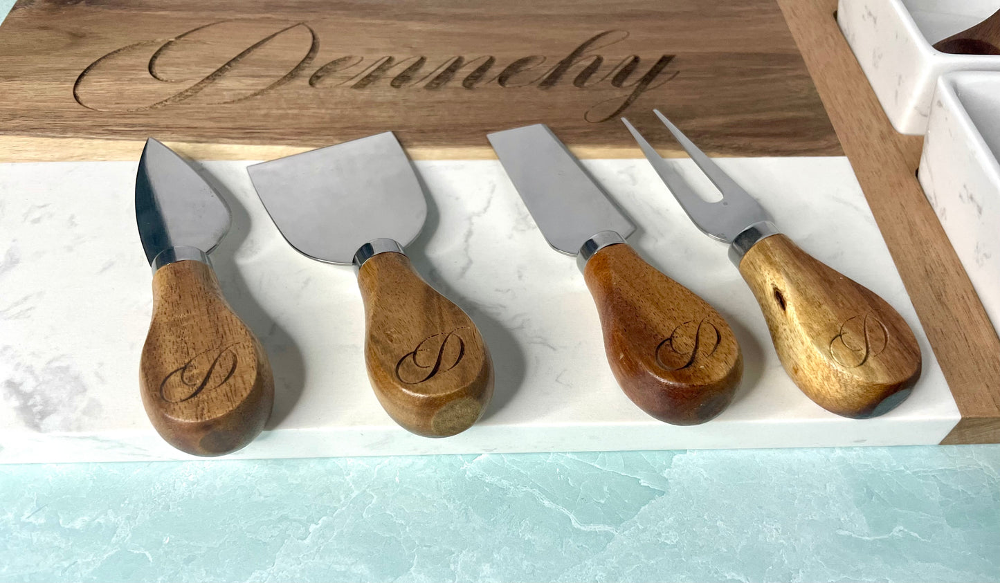 Marble Charcuterie Board - 11 Piece Set